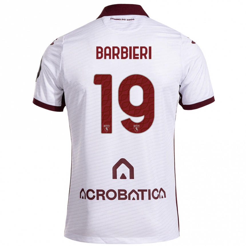 Hombre Fútbol Camiseta Raffaella Barbieri #19 Blanco Granate 2ª Equipación 2024/25