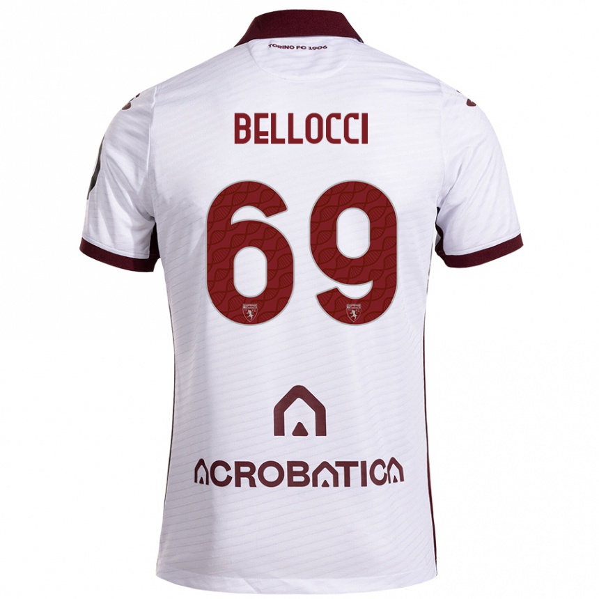 Hombre Fútbol Camiseta Andrea Bellocci #69 Blanco Granate 2ª Equipación 2024/25