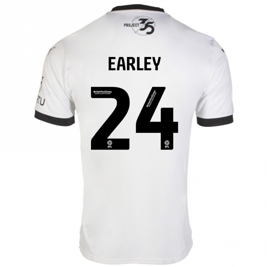 Hombre Fútbol Camiseta Saxon Earley #24 Blanco Negro 2ª Equipación 2024/25