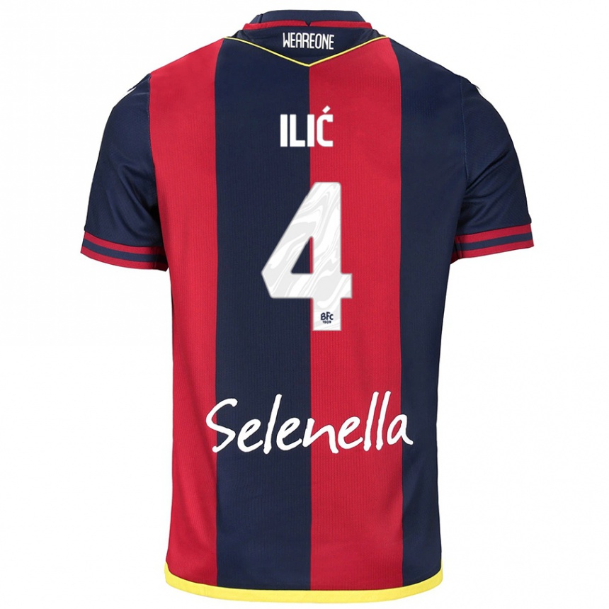 Mujer Fútbol Camiseta Mihajlo Ilić #4 Rojo Azul Real 1ª Equipación 2024/25