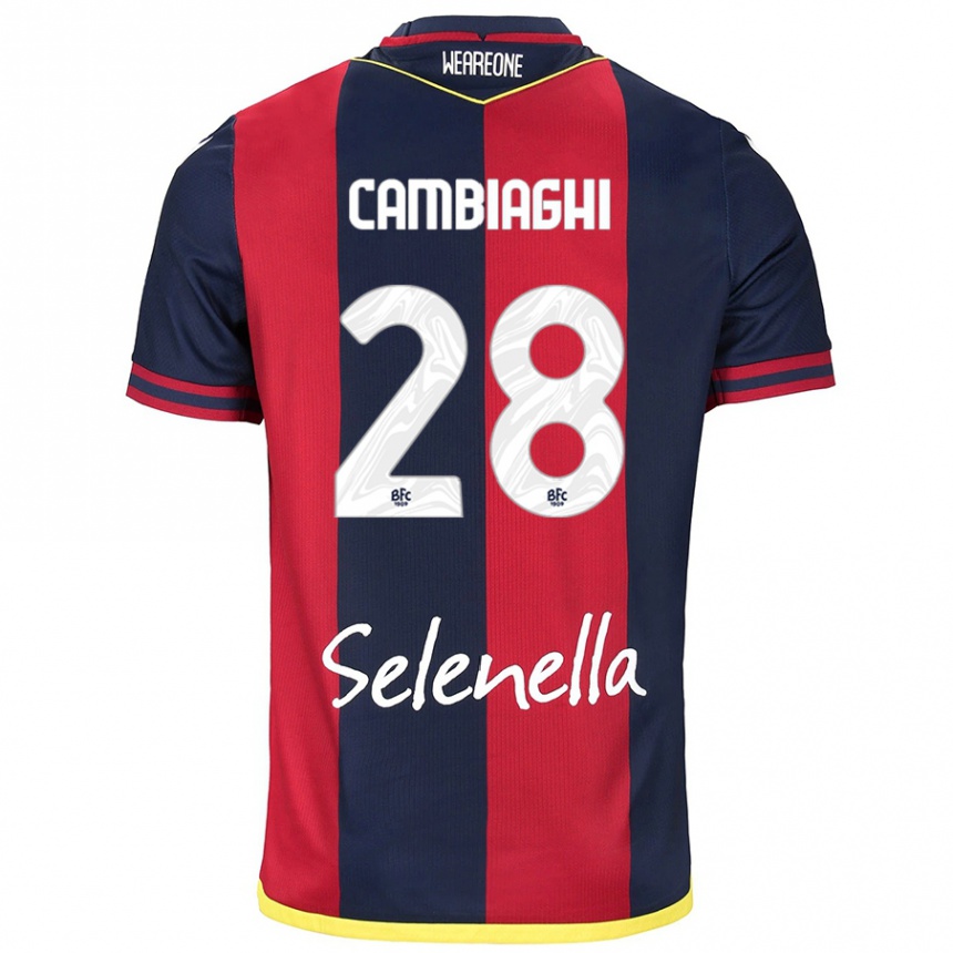 Mujer Fútbol Camiseta Nicolò Cambiaghi #28 Rojo Azul Real 1ª Equipación 2024/25