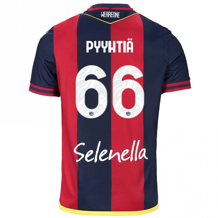 Mujer Fútbol Camiseta Niklas Pyyhtiä #66 Rojo Azul Real 1ª Equipación 2024/25