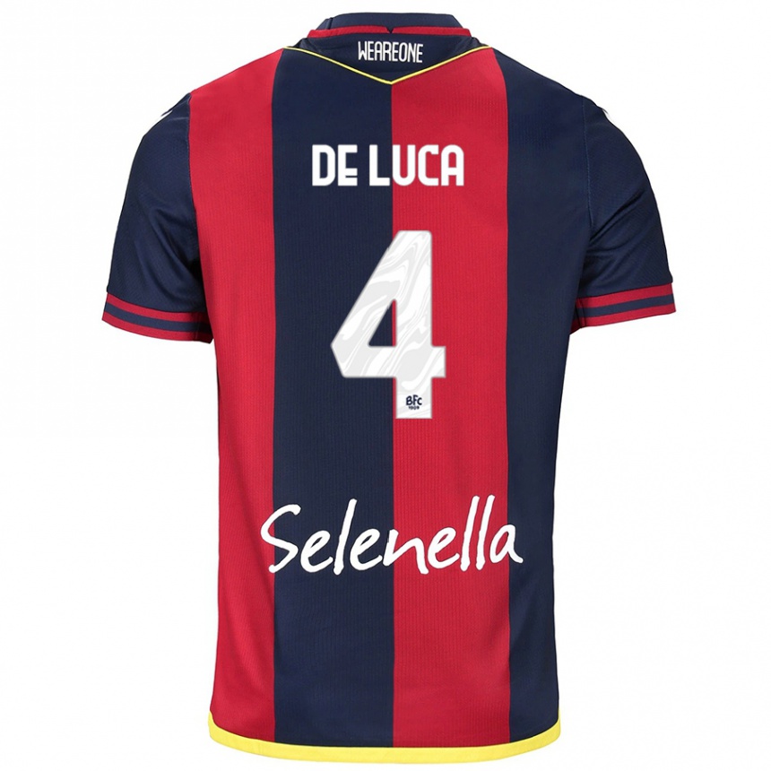 Mujer Fútbol Camiseta Alessandro De Luca #4 Rojo Azul Real 1ª Equipación 2024/25