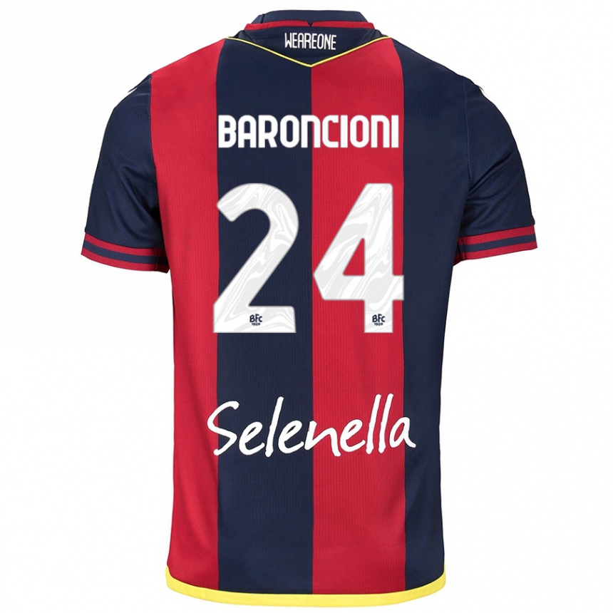 Mujer Fútbol Camiseta Davide Baroncioni #24 Rojo Azul Real 1ª Equipación 2024/25