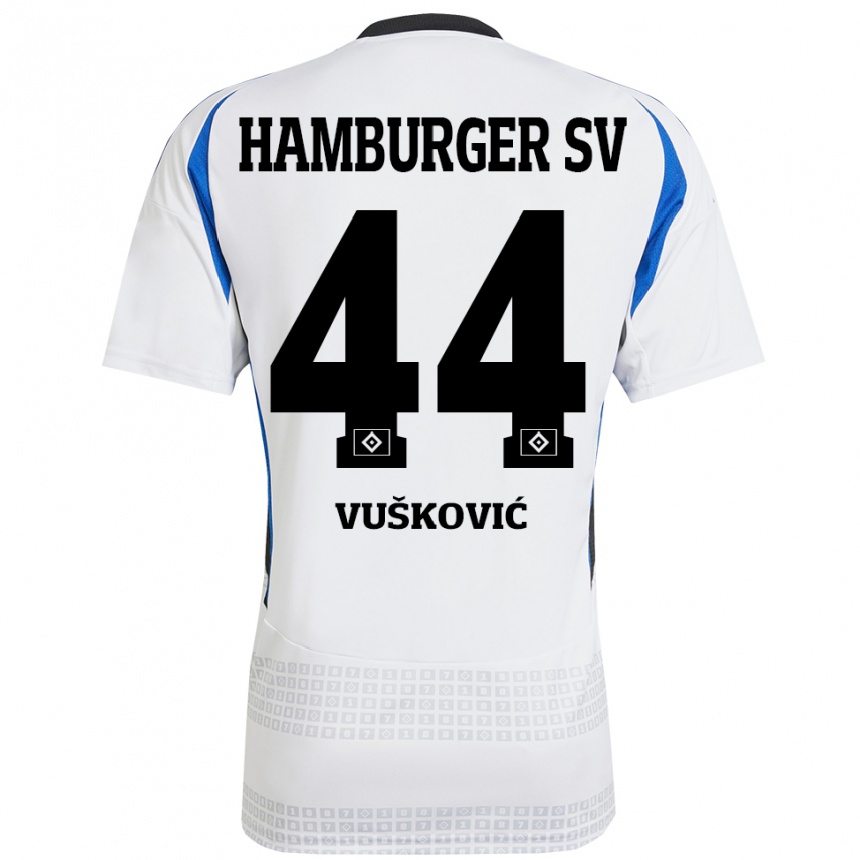 Mujer Fútbol Camiseta Mario Vuskovic #44 Blanco Azul 1ª Equipación 2024/25