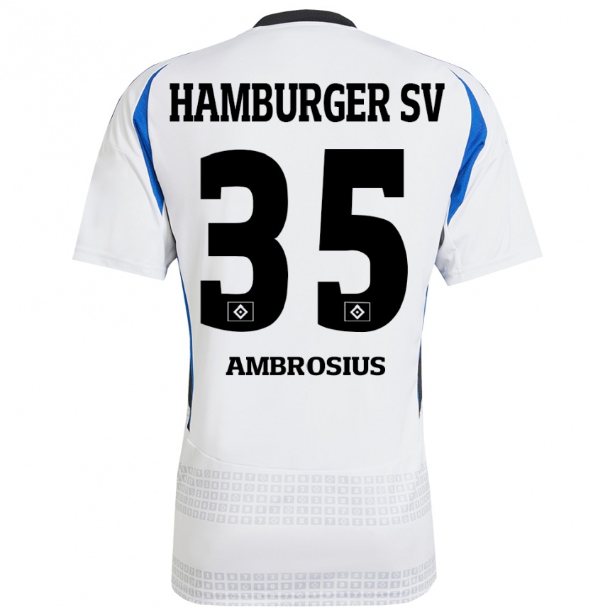 Mujer Fútbol Camiseta Stephan Ambrosius #35 Blanco Azul 1ª Equipación 2024/25