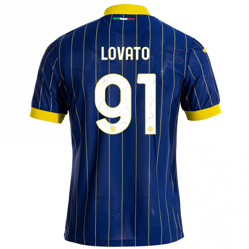 Mujer Fútbol Camiseta Enrico Lovato #91 Azul Amarillo 1ª Equipación 2024/25