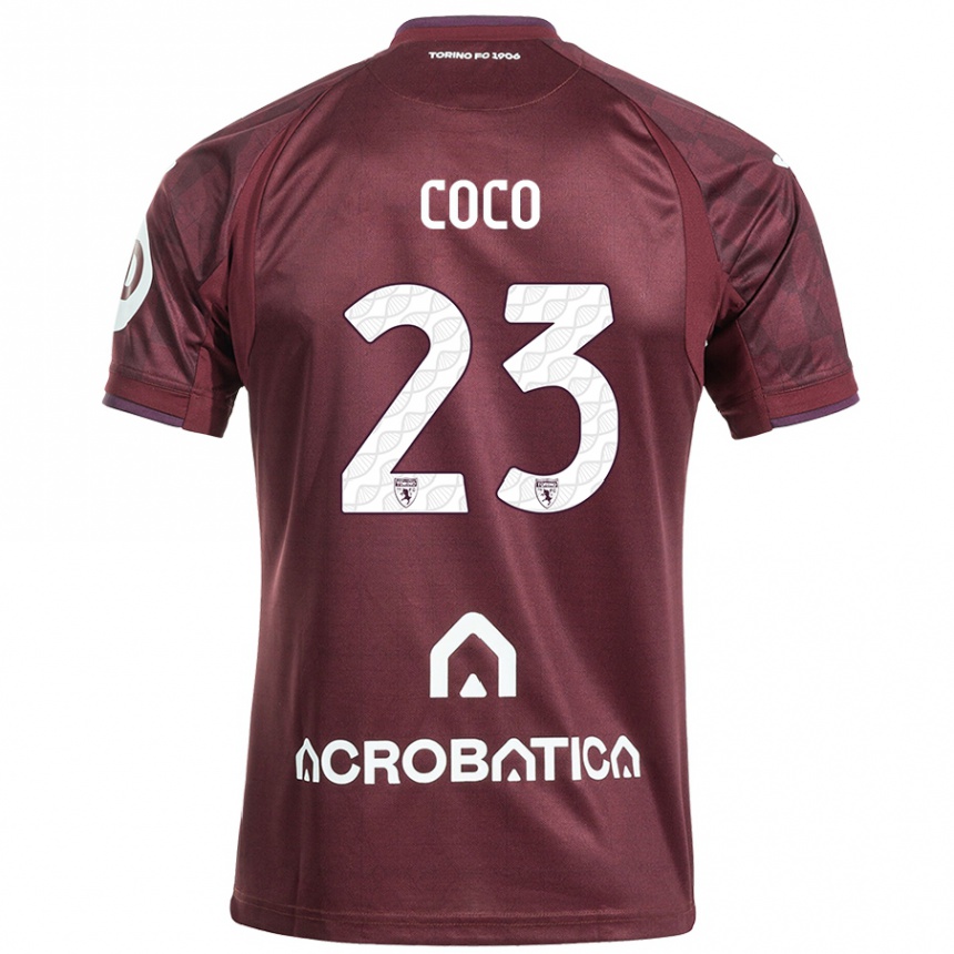 Mujer Fútbol Camiseta Saúl Coco #23 Granate Blanco 1ª Equipación 2024/25