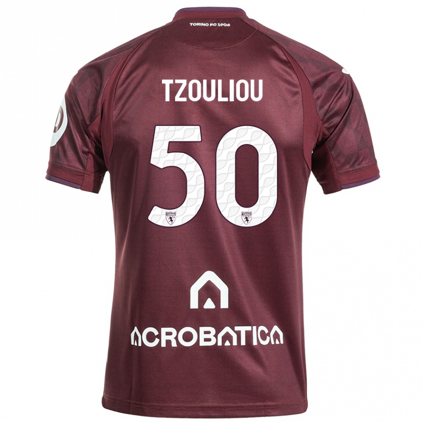 Mujer Fútbol Camiseta Dimitrianos Tzouliou #50 Granate Blanco 1ª Equipación 2024/25