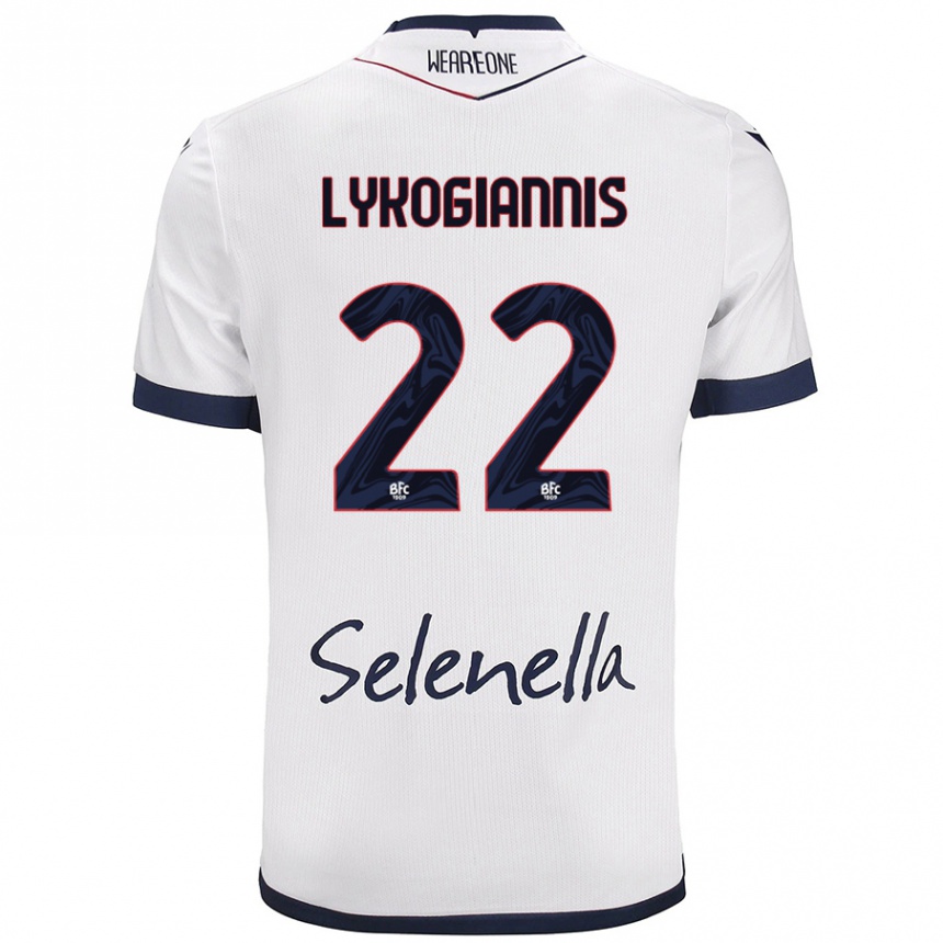 Mujer Fútbol Camiseta Charalampos Lykogiannis #22 Blanco Azul Real 2ª Equipación 2024/25