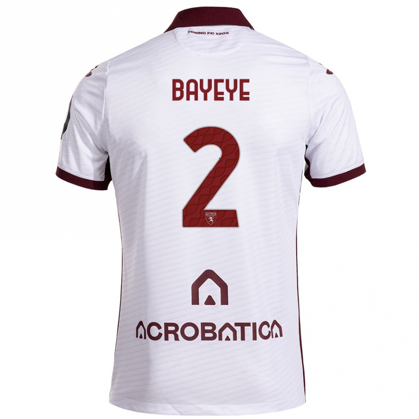 Mujer Fútbol Camiseta Brian Bayeye #2 Blanco Granate 2ª Equipación 2024/25