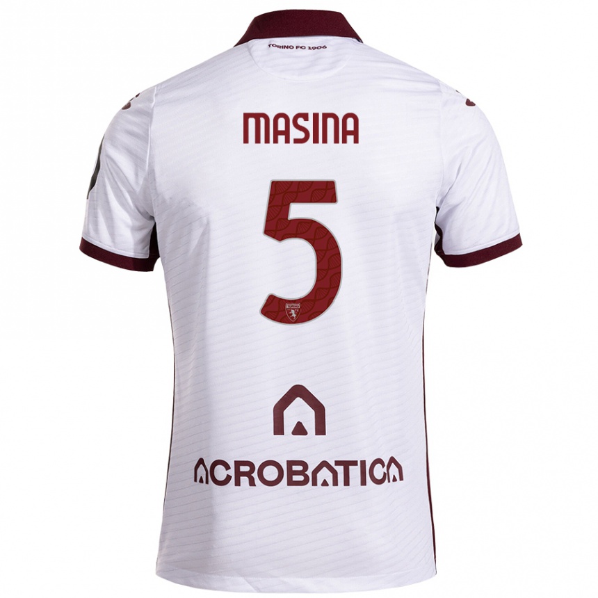 Mujer Fútbol Camiseta Adam Masina #5 Blanco Granate 2ª Equipación 2024/25