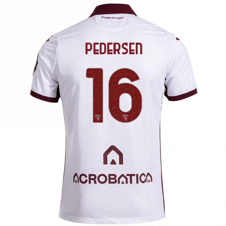 Mujer Fútbol Camiseta Marcus Pedersen #16 Blanco Granate 2ª Equipación 2024/25