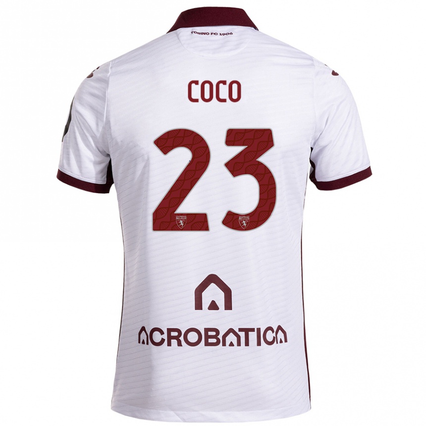 Mujer Fútbol Camiseta Saúl Coco #23 Blanco Granate 2ª Equipación 2024/25