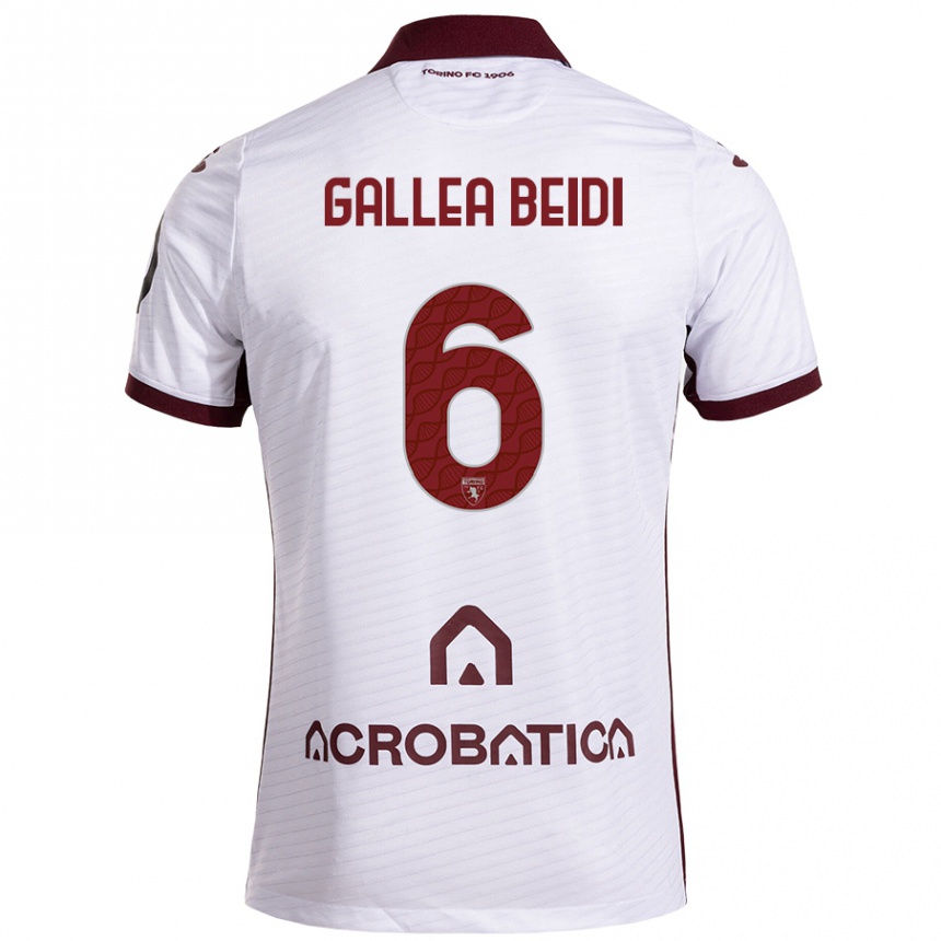 Mujer Fútbol Camiseta Francesco Gallea Beidi #6 Blanco Granate 2ª Equipación 2024/25