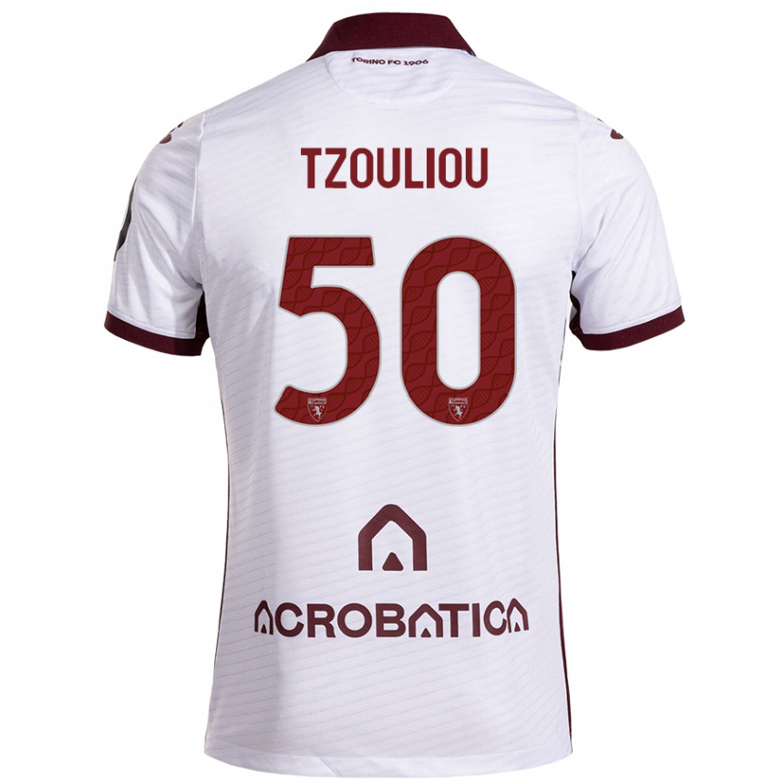 Mujer Fútbol Camiseta Dimitrianos Tzouliou #50 Blanco Granate 2ª Equipación 2024/25