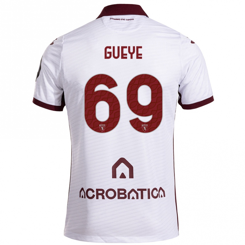 Mujer Fútbol Camiseta Ousmane Gueye #69 Blanco Granate 2ª Equipación 2024/25