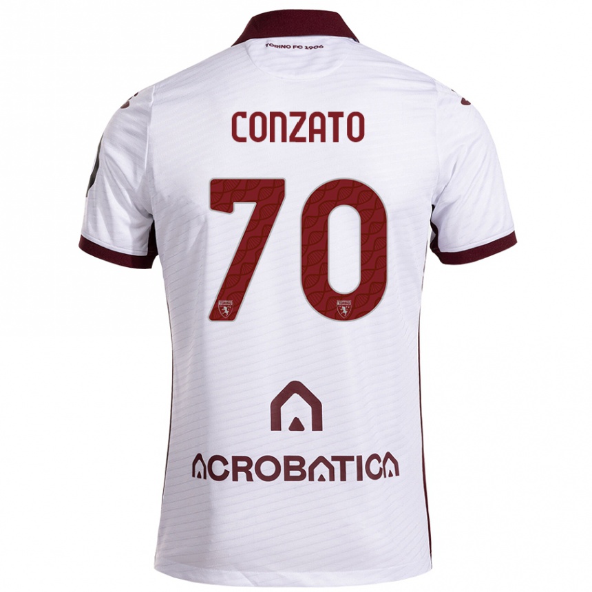 Mujer Fútbol Camiseta Filippo Conzato #70 Blanco Granate 2ª Equipación 2024/25