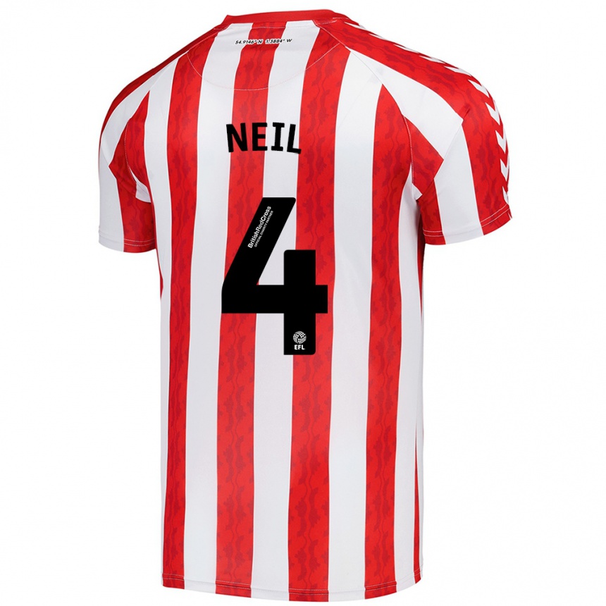 Niño Fútbol Camiseta Dan Neil #4 Rojo Blanco 1ª Equipación 2024/25