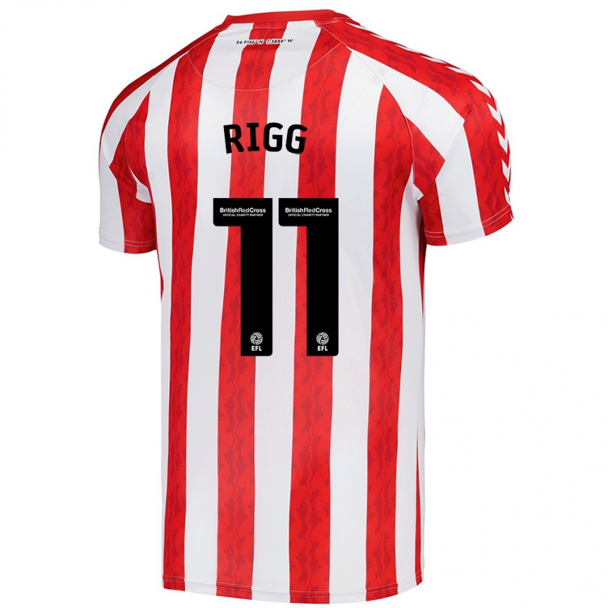 Niño Fútbol Camiseta Chris Rigg #11 Rojo Blanco 1ª Equipación 2024/25