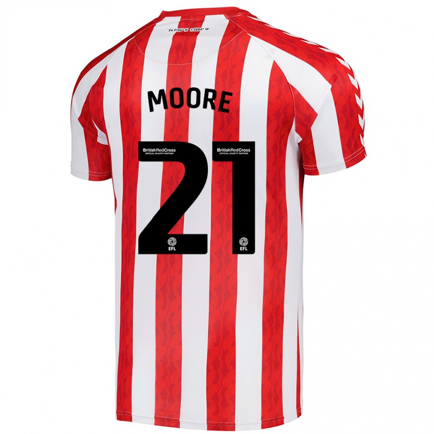 Niño Fútbol Camiseta Simon Moore #21 Rojo Blanco 1ª Equipación 2024/25