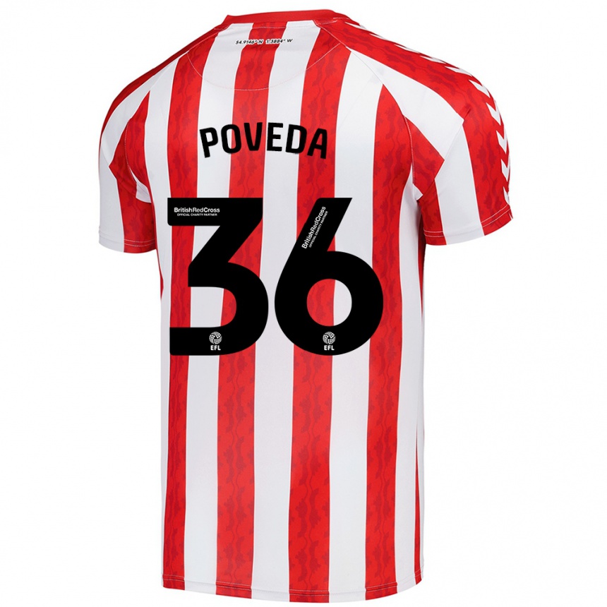 Niño Fútbol Camiseta Ian Poveda #36 Rojo Blanco 1ª Equipación 2024/25