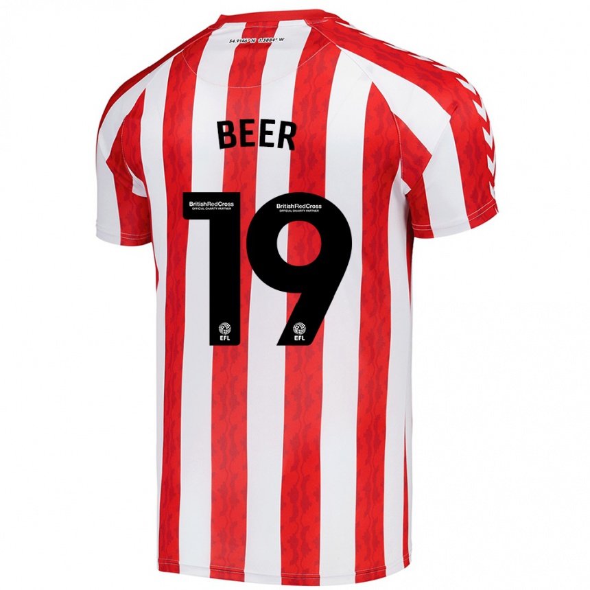 Niño Fútbol Camiseta Megan Beer #19 Rojo Blanco 1ª Equipación 2024/25