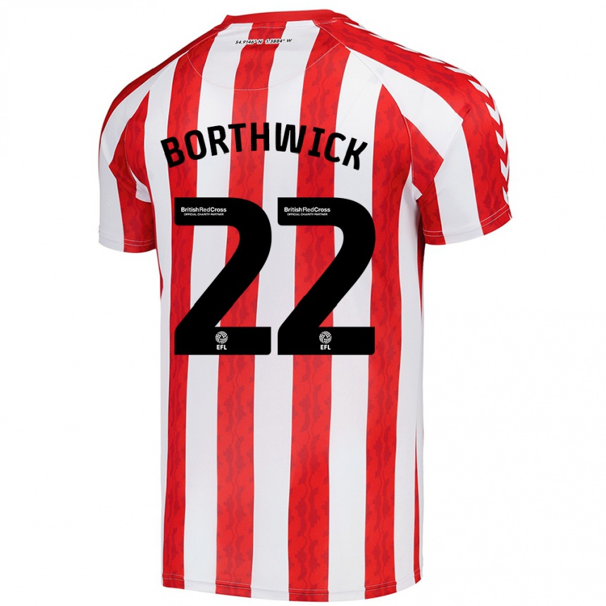 Niño Fútbol Camiseta Megan Borthwick #22 Rojo Blanco 1ª Equipación 2024/25