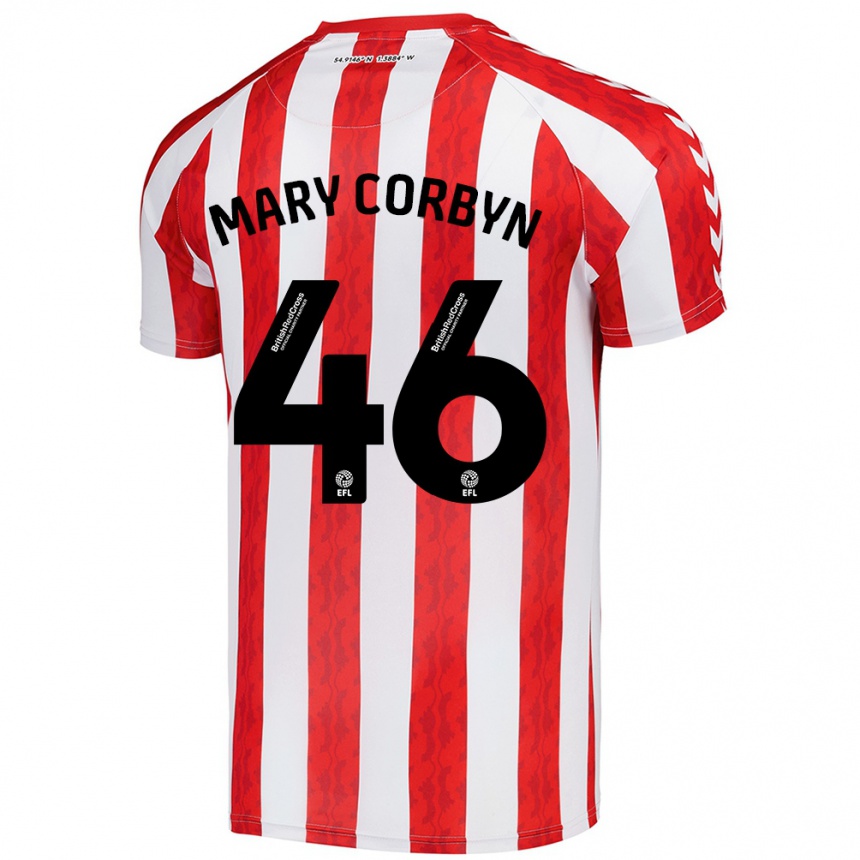 Niño Fútbol Camiseta Mary Corbyn #46 Rojo Blanco 1ª Equipación 2024/25