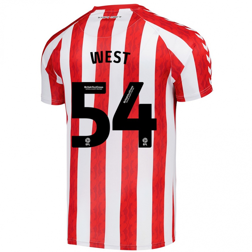 Niño Fútbol Camiseta Ella West #54 Rojo Blanco 1ª Equipación 2024/25