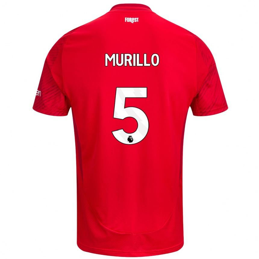 Niño Fútbol Camiseta Murillo #5 Rojo Blanco 1ª Equipación 2024/25