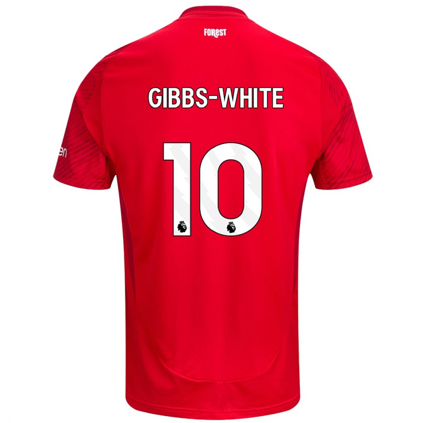 Niño Fútbol Camiseta Morgan Gibbs-White #10 Rojo Blanco 1ª Equipación 2024/25