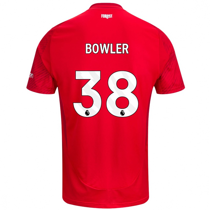 Niño Fútbol Camiseta Josh Bowler #38 Rojo Blanco 1ª Equipación 2024/25