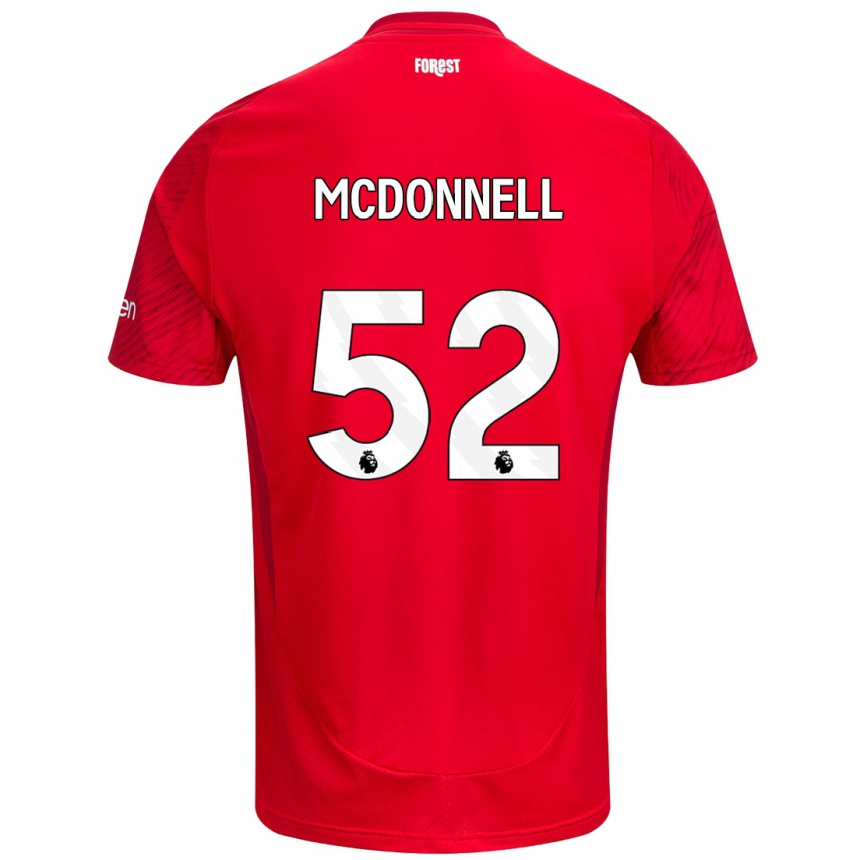 Niño Fútbol Camiseta Jamie Mcdonnell #52 Rojo Blanco 1ª Equipación 2024/25