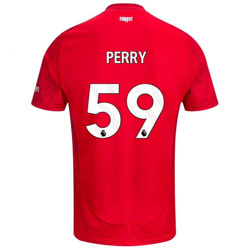 Niño Fútbol Camiseta Ben Perry #59 Rojo Blanco 1ª Equipación 2024/25