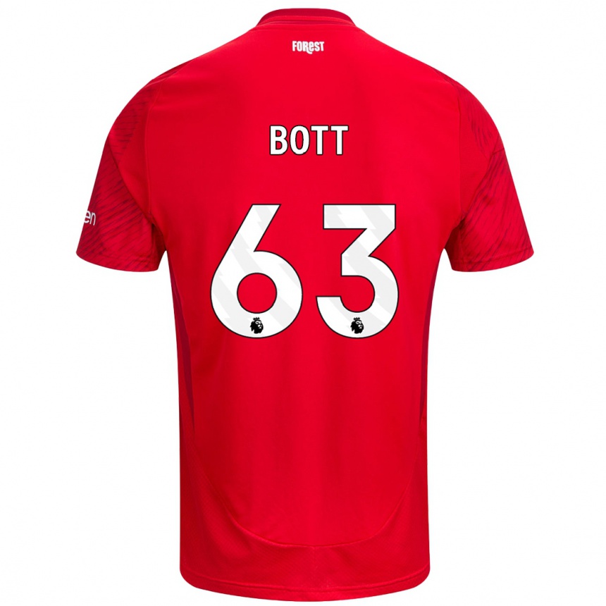 Niño Fútbol Camiseta Aaron Bott #63 Rojo Blanco 1ª Equipación 2024/25