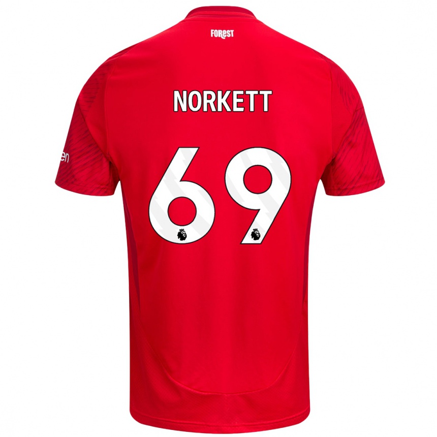 Niño Fútbol Camiseta Manni Norkett #69 Rojo Blanco 1ª Equipación 2024/25