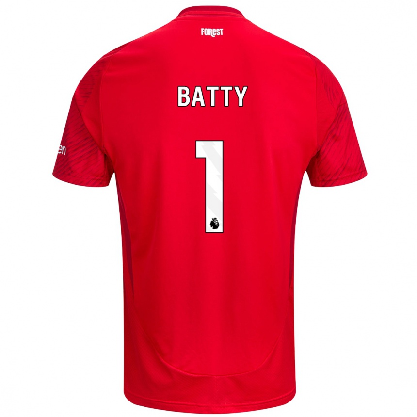 Niño Fútbol Camiseta Emily Batty #1 Rojo Blanco 1ª Equipación 2024/25