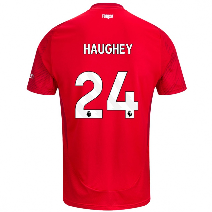 Niño Fútbol Camiseta Ella Haughey #24 Rojo Blanco 1ª Equipación 2024/25