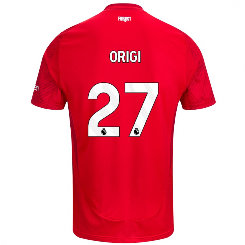 Niño Fútbol Camiseta Divock Origi #27 Rojo Blanco 1ª Equipación 2024/25