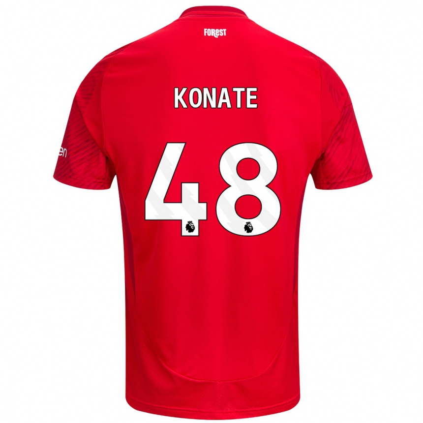 Niño Fútbol Camiseta Ateef Konaté #48 Rojo Blanco 1ª Equipación 2024/25