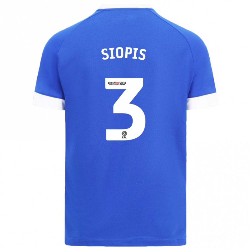 Niño Fútbol Camiseta Manolis Siopis #3 Azul Cielo 1ª Equipación 2024/25