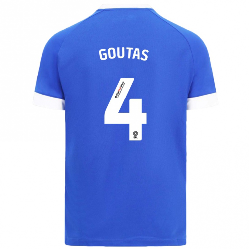 Niño Fútbol Camiseta Dimitrios Goutas #4 Azul Cielo 1ª Equipación 2024/25