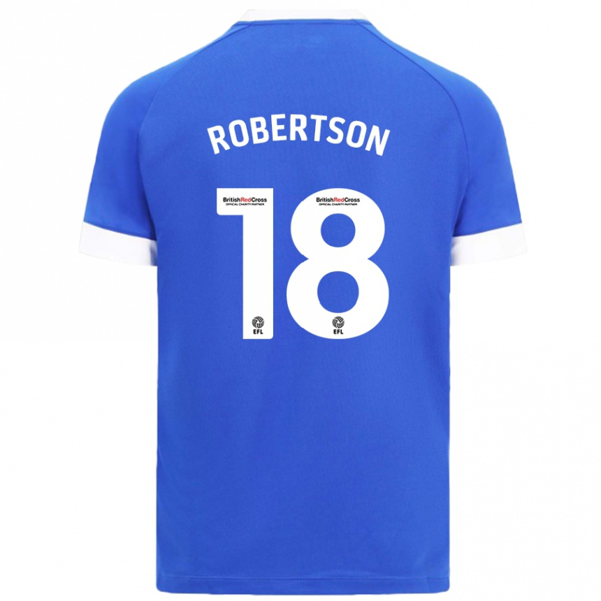 Niño Fútbol Camiseta Alex Robertson #18 Azul Cielo 1ª Equipación 2024/25