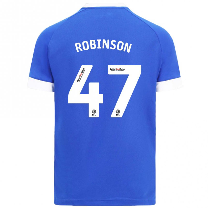 Niño Fútbol Camiseta Callum Robinson #47 Azul Cielo 1ª Equipación 2024/25