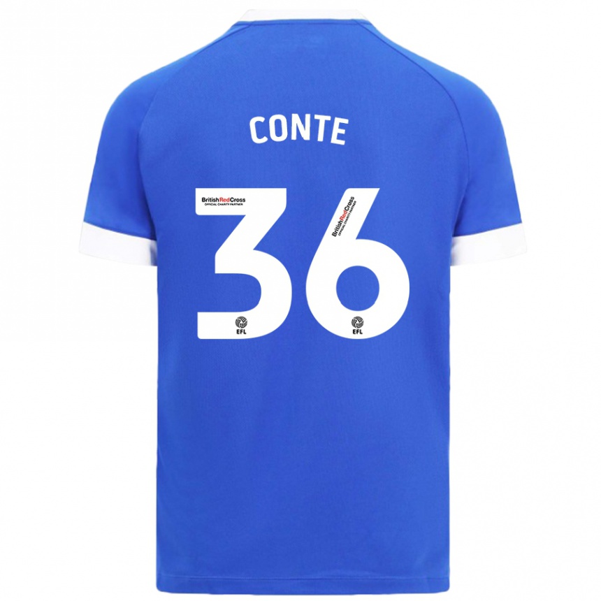 Niño Fútbol Camiseta Raheem Conte #36 Azul Cielo 1ª Equipación 2024/25