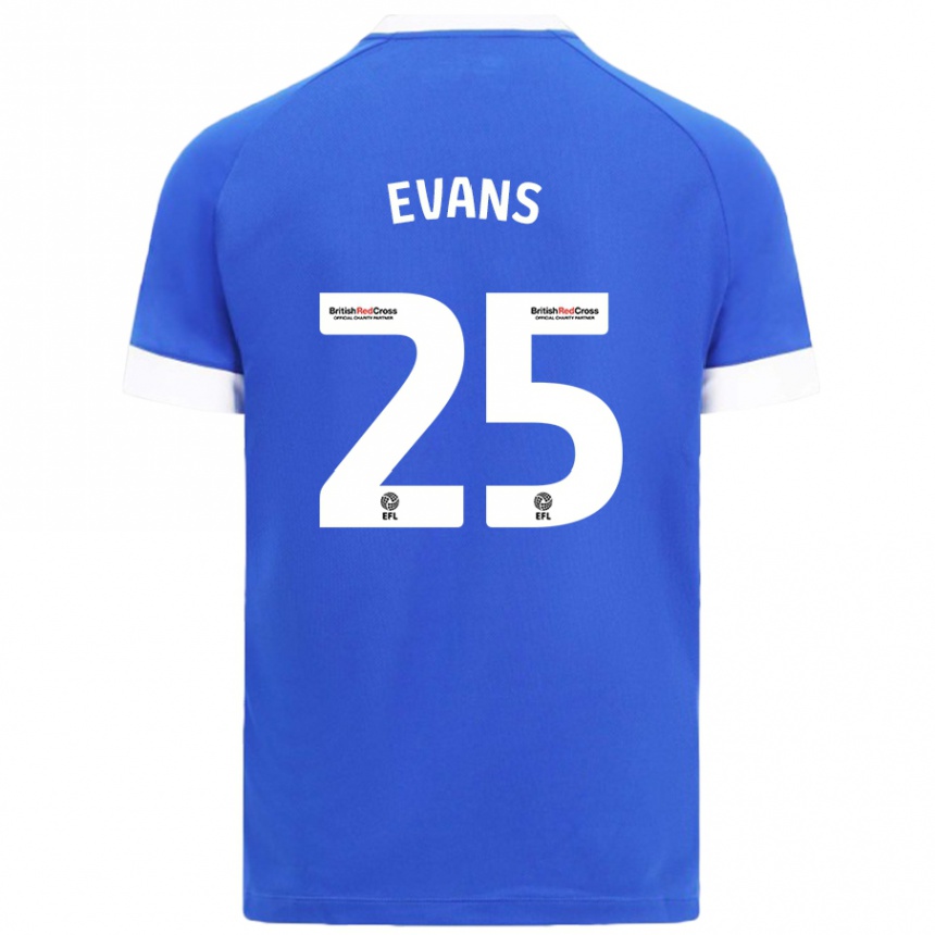 Niño Fútbol Camiseta Kieron Evans #25 Azul Cielo 1ª Equipación 2024/25