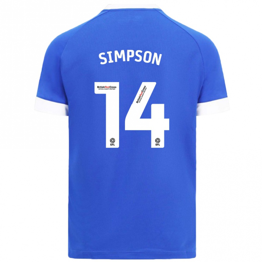 Niño Fútbol Camiseta Jasmine Simpson #14 Azul Cielo 1ª Equipación 2024/25