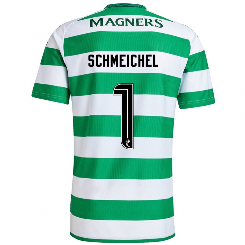 Niño Fútbol Camiseta Kasper Schmeichel #1 Verde Blanco 1ª Equipación 2024/25