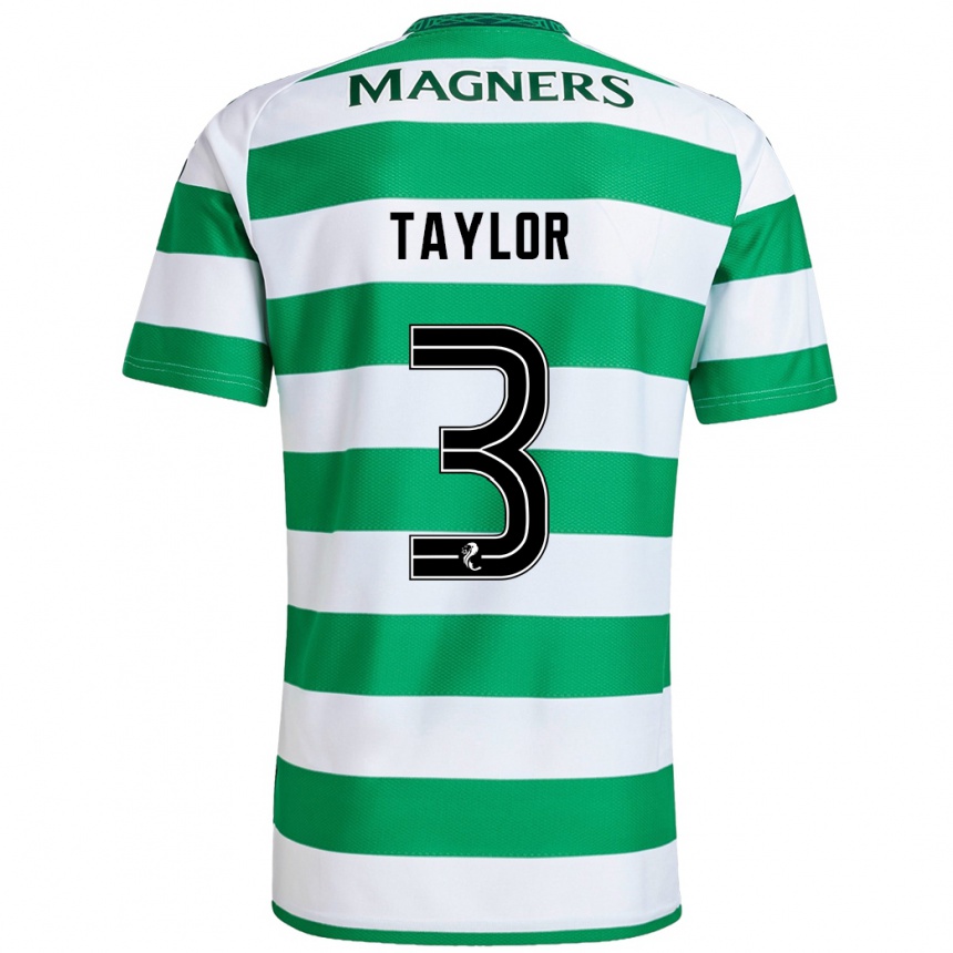 Niño Fútbol Camiseta Greg Taylor #3 Verde Blanco 1ª Equipación 2024/25